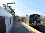 A northbound A train, enroute from Far Rockaway to 207th St in Upper Manhattan enters Howard Beach-JFK Airport Station with R179 cars 